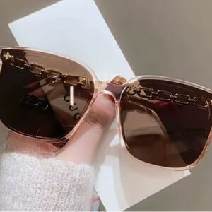 Women’s Square Chain-Detail Sunglasses - Pink Translucent